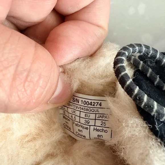 UGG Black and Cream Suede Slippers - Picture 2 of 5